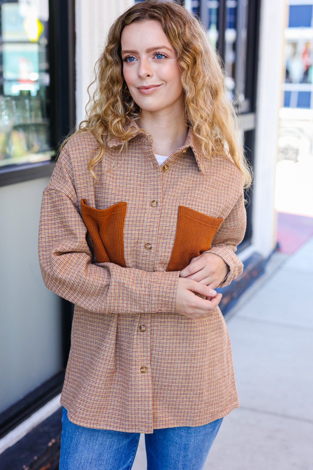 Pick Up - Start You Day Rust Flannel Plaid Oversized Shacket