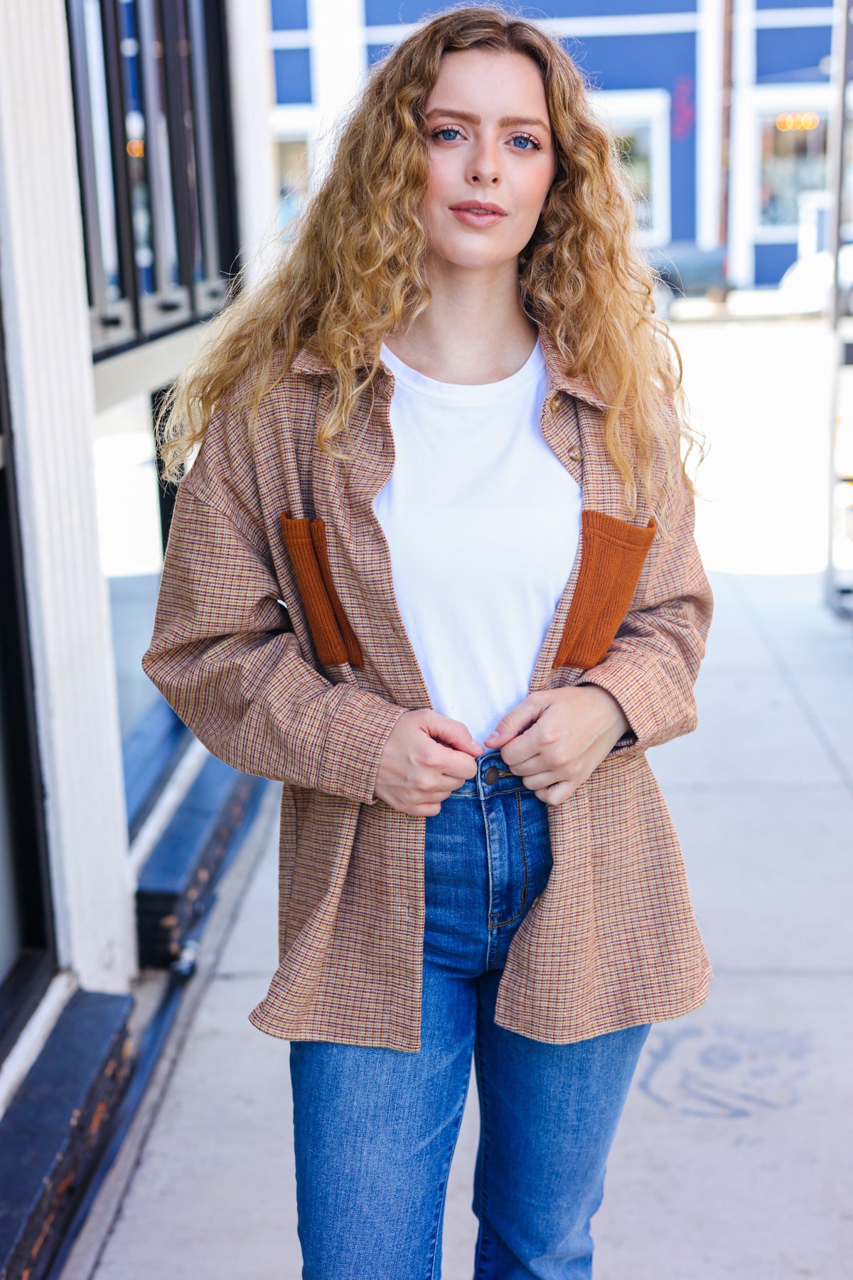 Pick Up - Start You Day Rust Flannel Plaid Oversized Shacket
