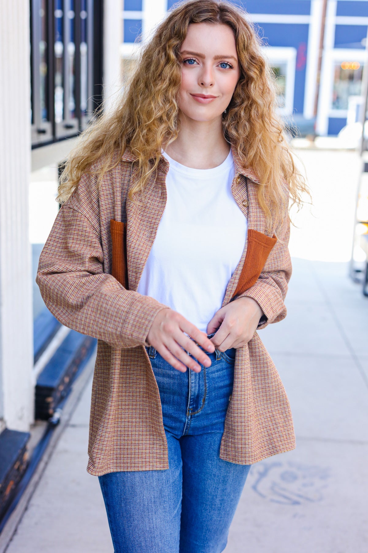 Pick Up - Start You Day Rust Flannel Plaid Oversized Shacket
