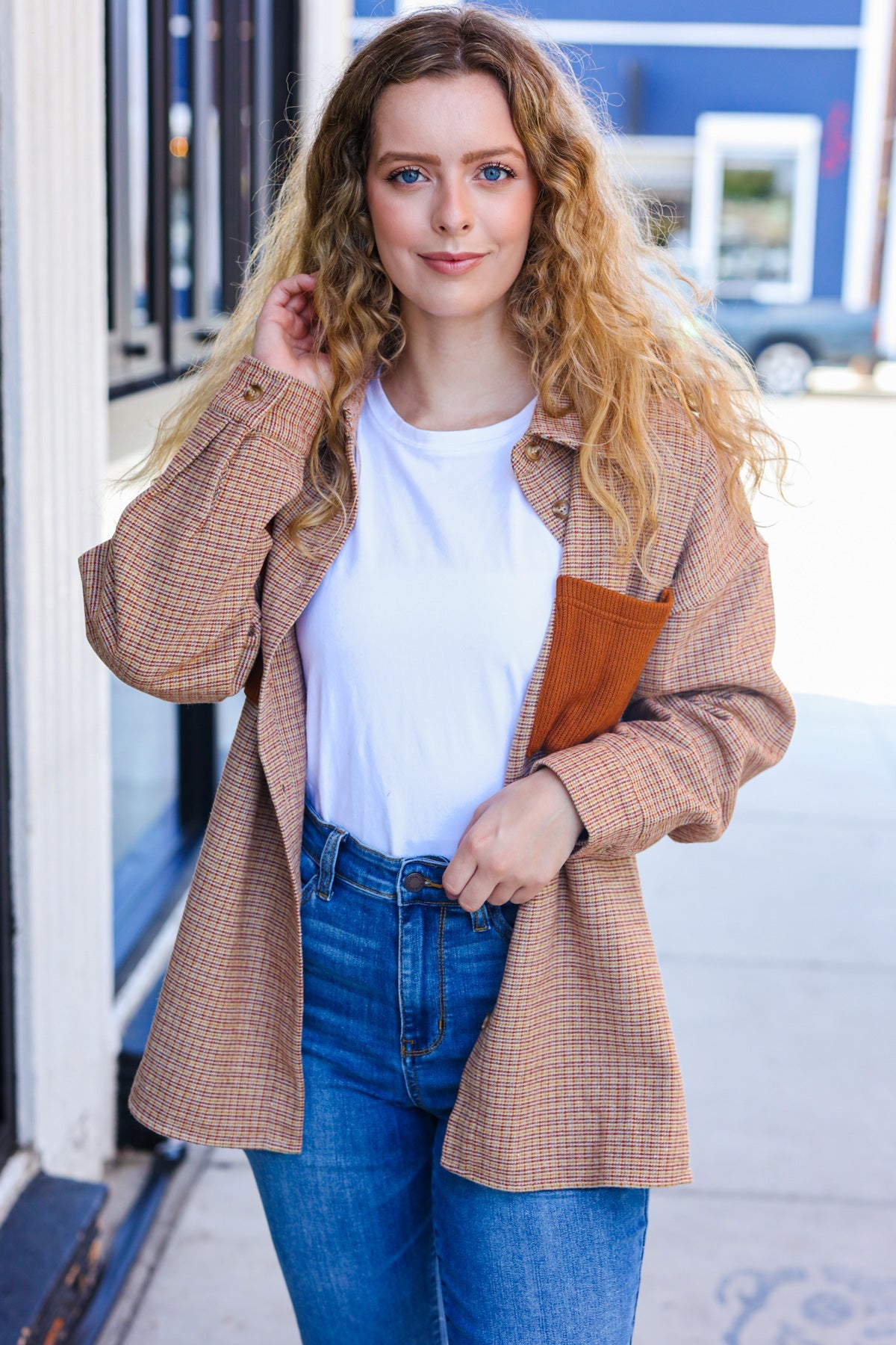 Pick Up - Start You Day Rust Flannel Plaid Oversized Shacket