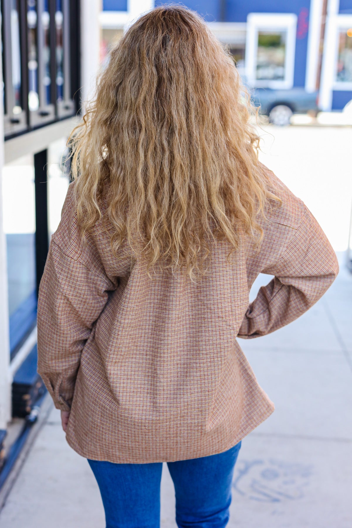 Pick Up - Start You Day Rust Flannel Plaid Oversized Shacket