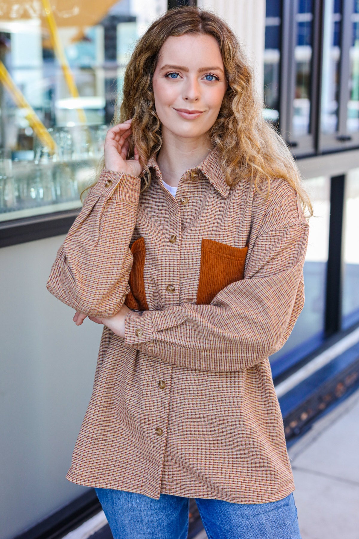 Pick Up - Start You Day Rust Flannel Plaid Oversized Shacket