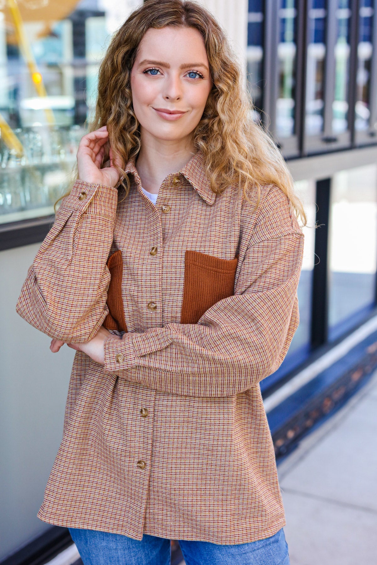 Pick Up - Start You Day Rust Flannel Plaid Oversized Shacket