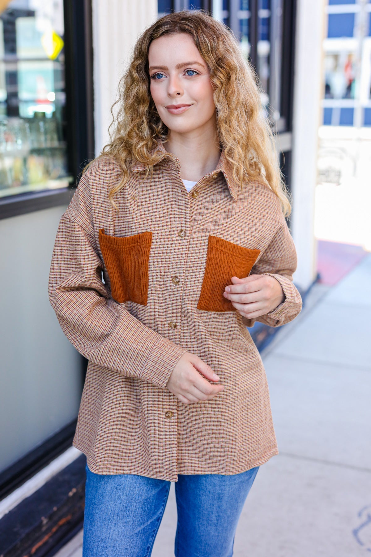 Pick Up - Start You Day Rust Flannel Plaid Oversized Shacket