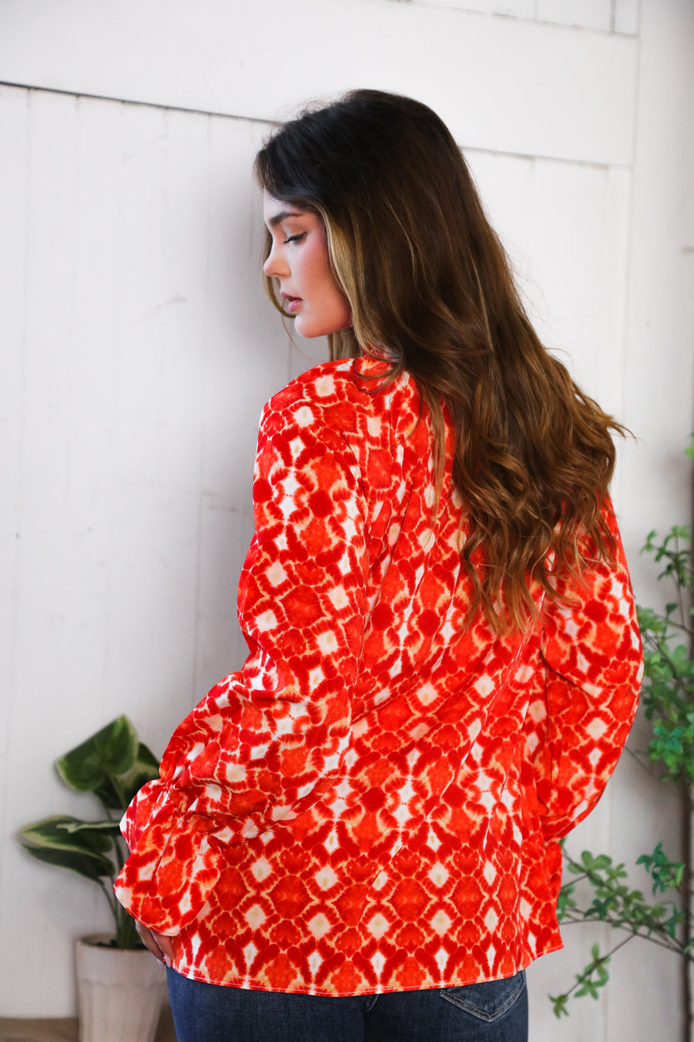 Red Hot Ruffles Woven Blouse